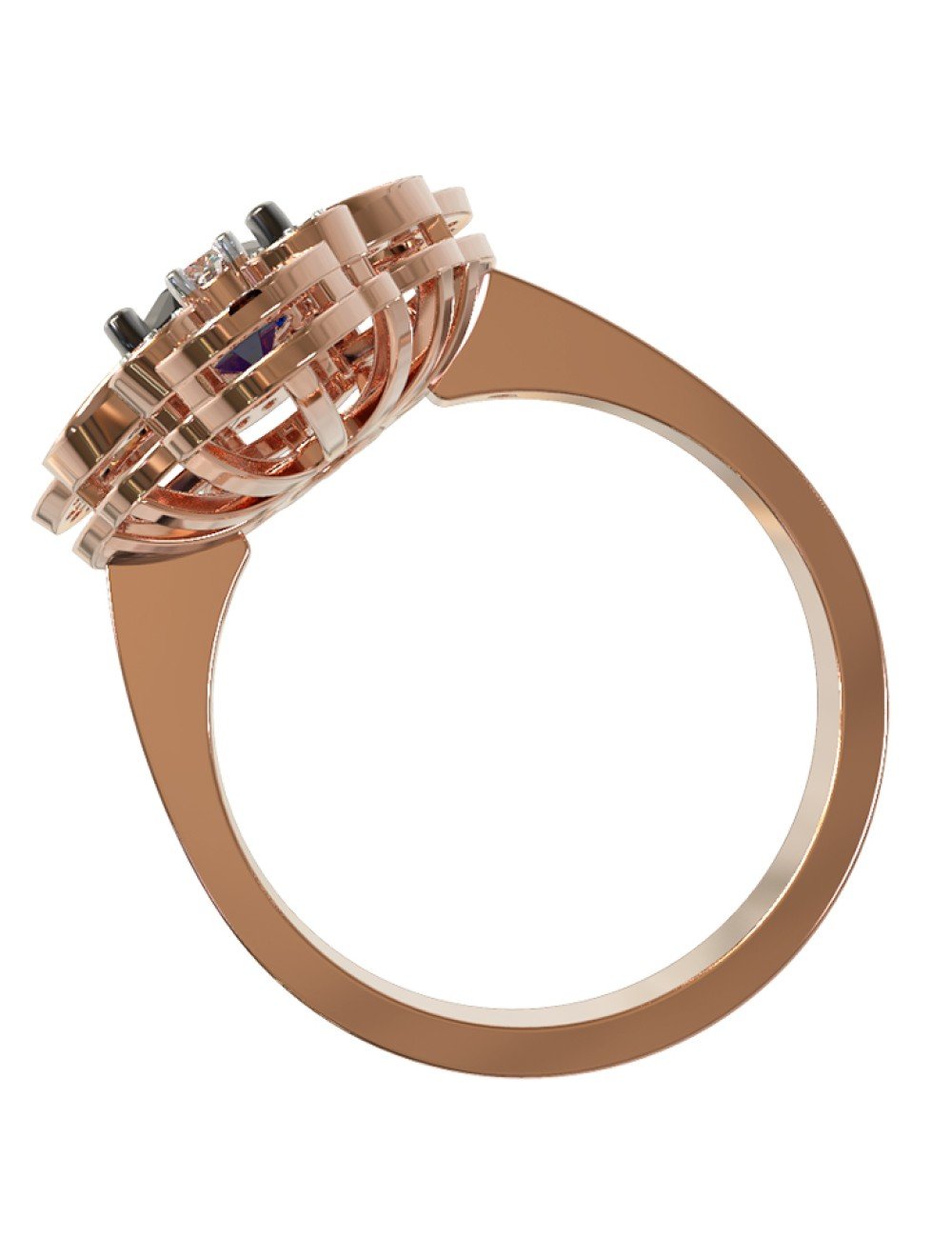 Кольцо из золота c бриллиантами и сапфиром