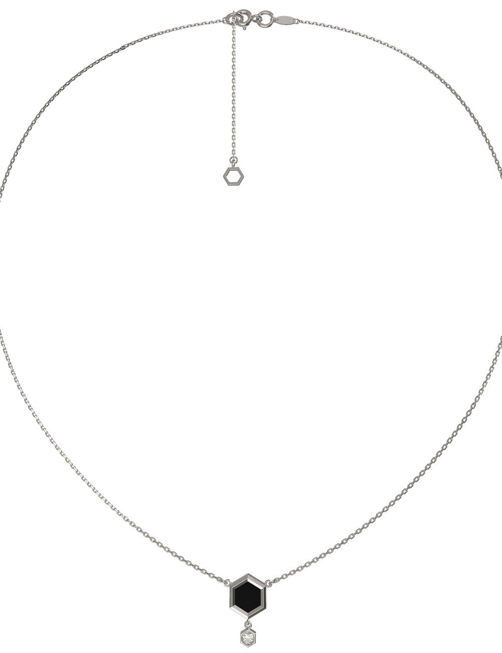 Колье из белого золота c бриллиантами и ониксом