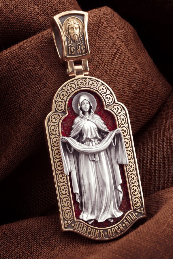 Образок из золота c эмалью