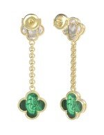 Серьги из лимонного золота c малахитом и перламутром