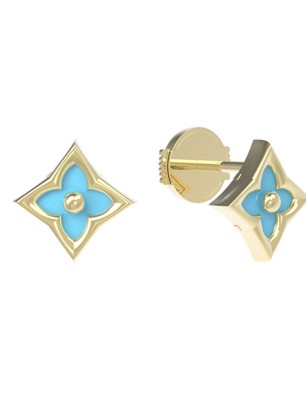 Серьги из лимонного золота c бирюзой