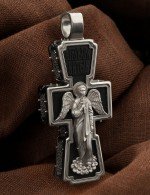 Крест из белого золота c эбеновым деревом