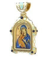 Образок из лимонного золота c эмалью и иконописью