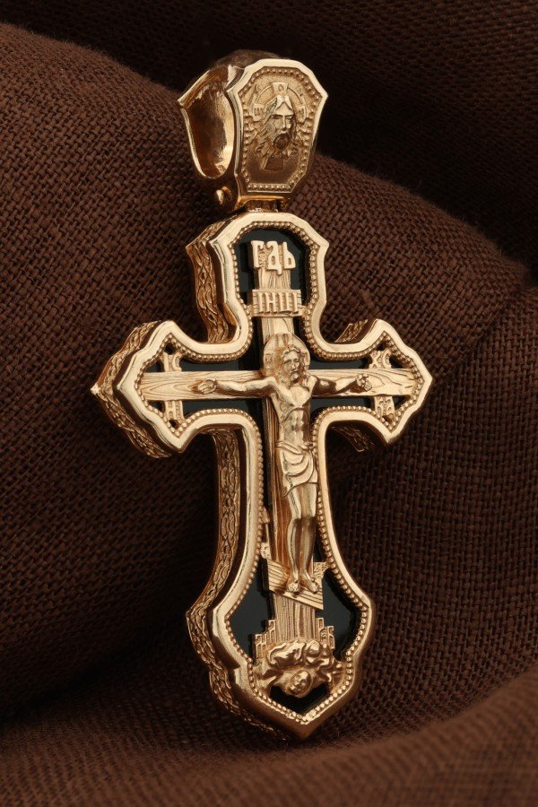 Крест из золота c ониксом