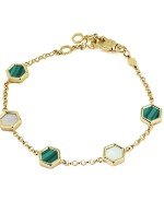 Браслет из лимонного золота c малахитом и перламутром