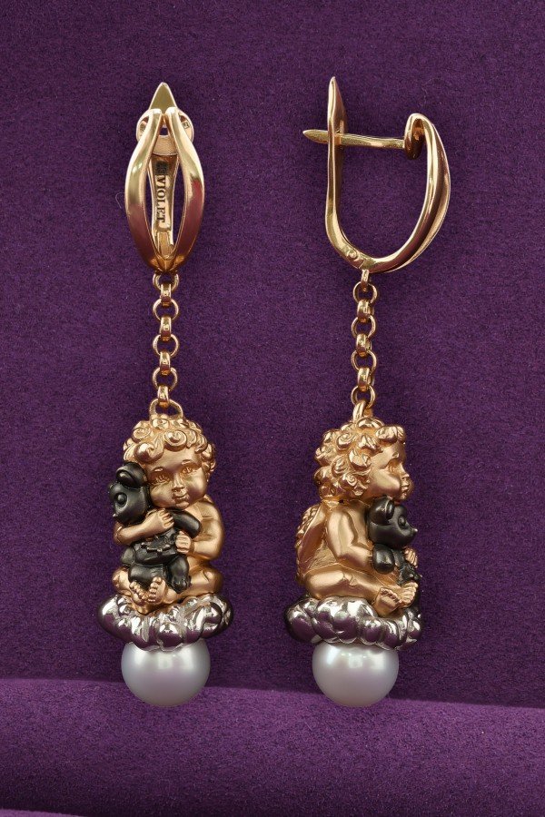 Серьги из золота c жемчугом