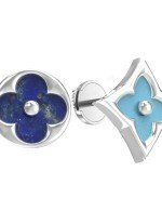 Серьги из белого золота c бирюзой и лазуритом