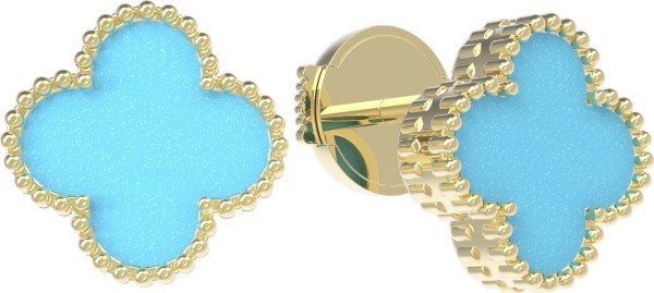 Серьги из лимонного золота c бирюзой