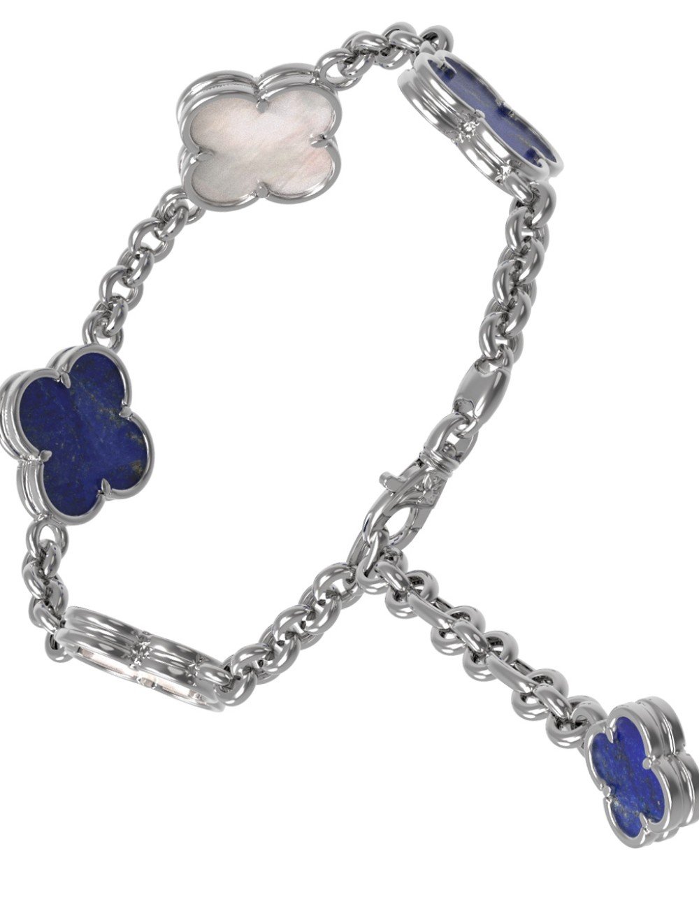 Браслет из белого золота c лазуритом и перламутром