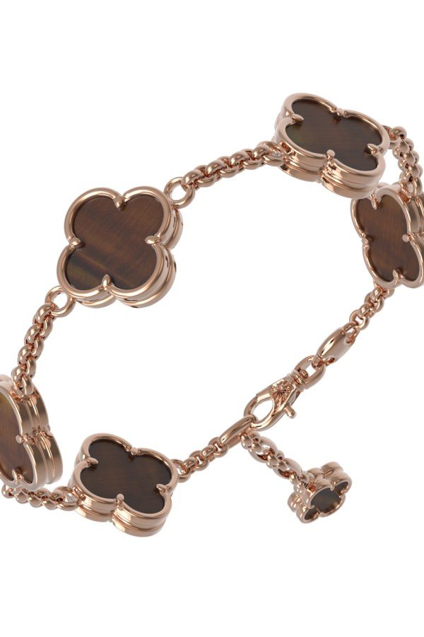 Браслет из золота c тигровым глазом