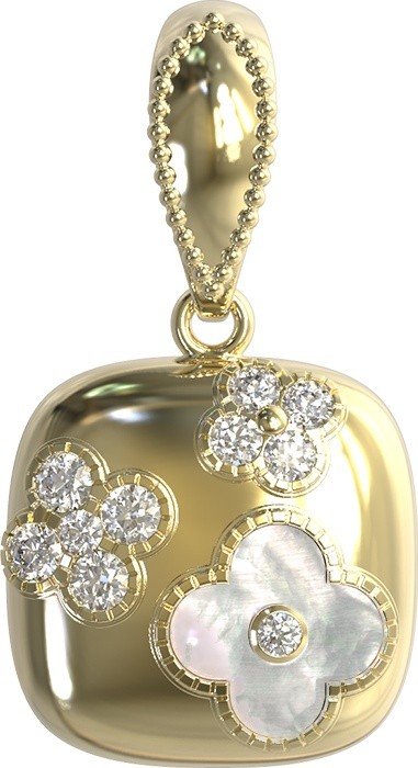 Подвеска из лимонного золота c бриллиантами и перламутром