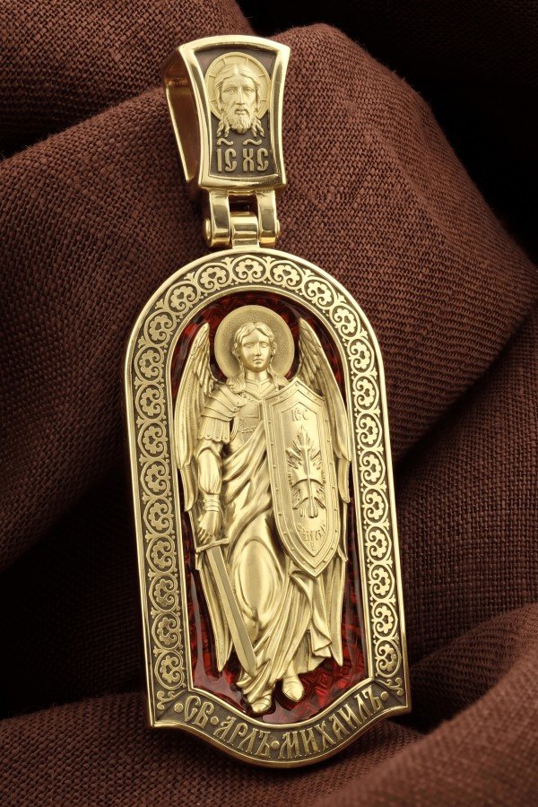 Образок из лимонного золота c эмалью