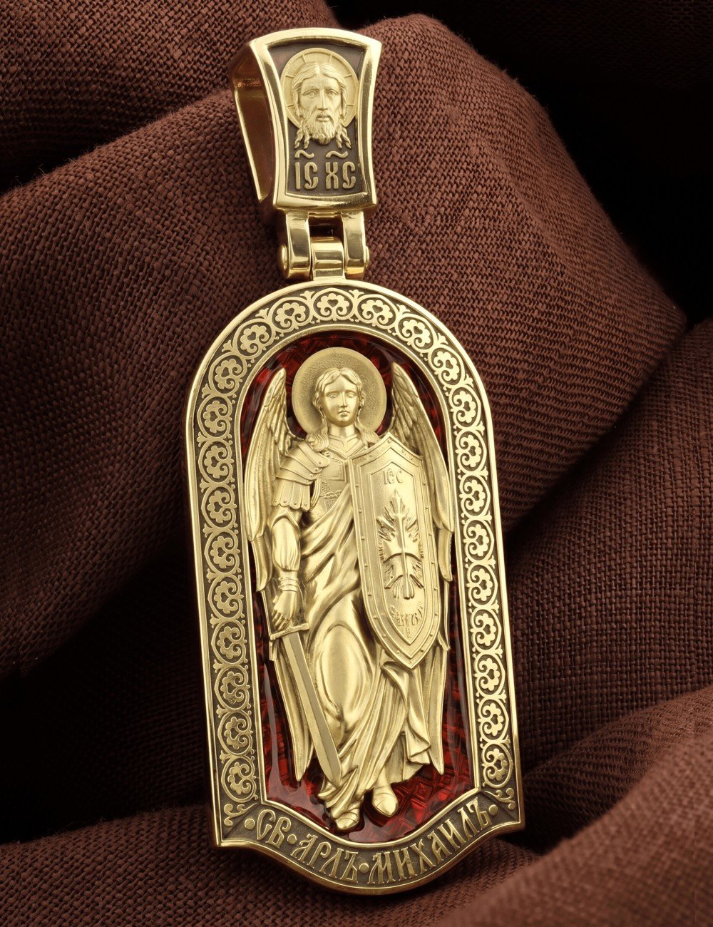 Образок из лимонного золота c эмалью