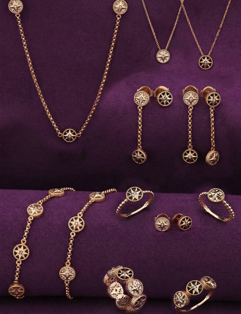 Колье из золота c бриллиантами, ониксом и перламутром