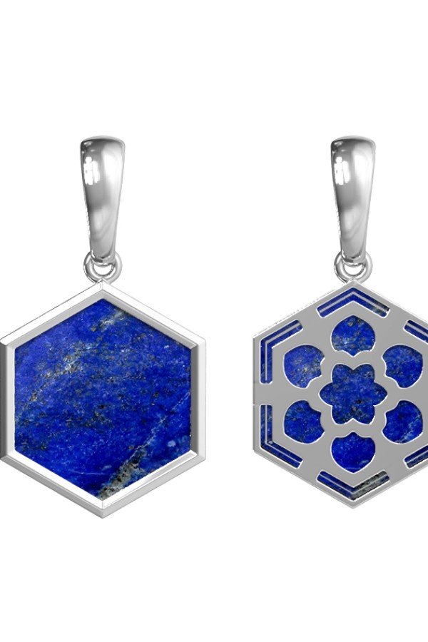 Подвеска из белого золота c лазуритом