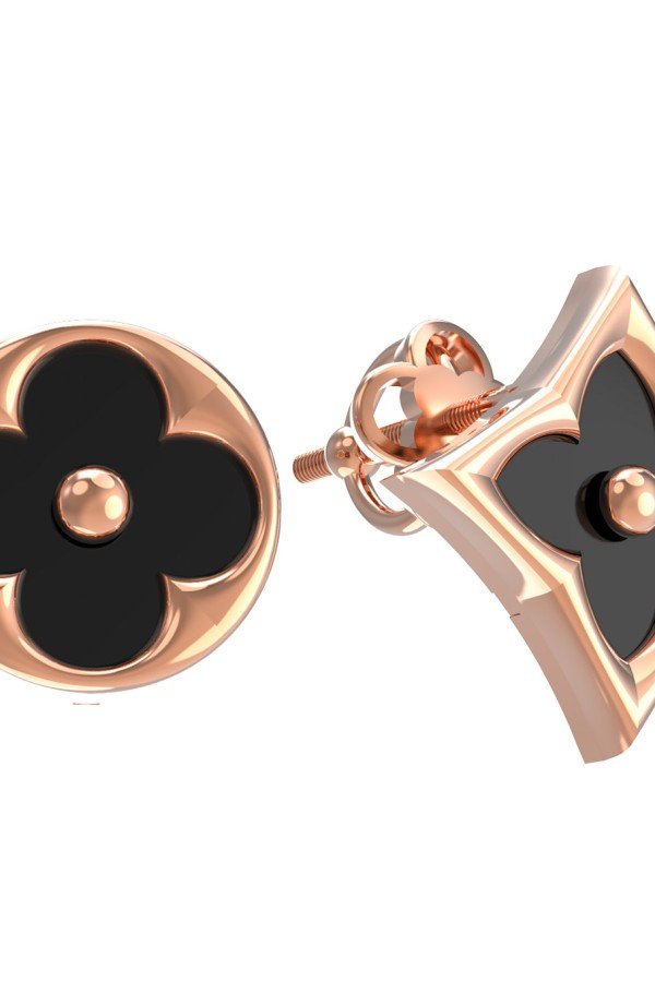 Серьги из золота c ониксом