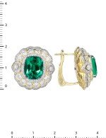 Серьги из лимонного золота c бриллиантами и изумрудом