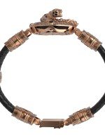 Браслет из золота c эмалью, шнурком, ониксом и рубином