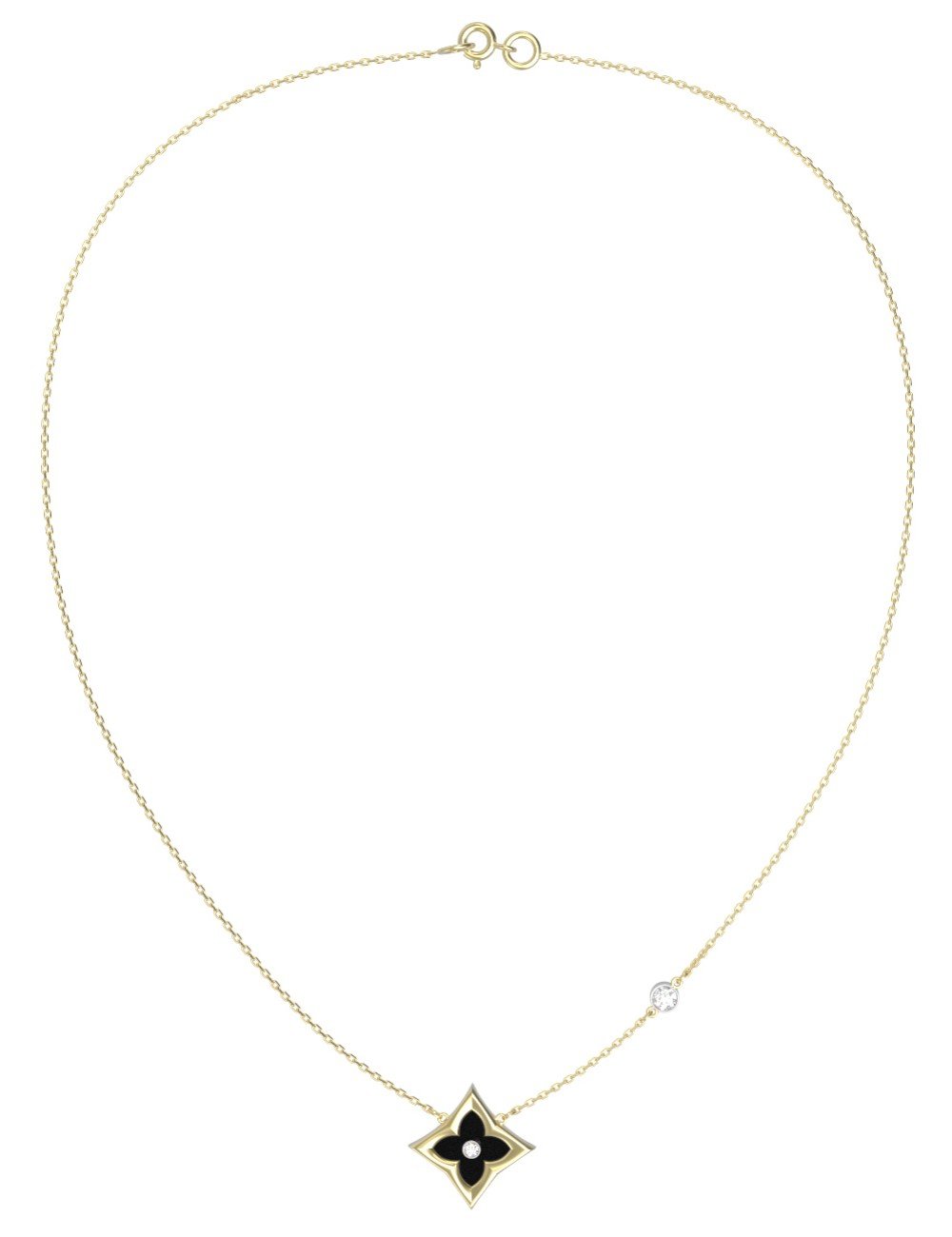 Колье из лимонного золота c бриллиантами и ониксом