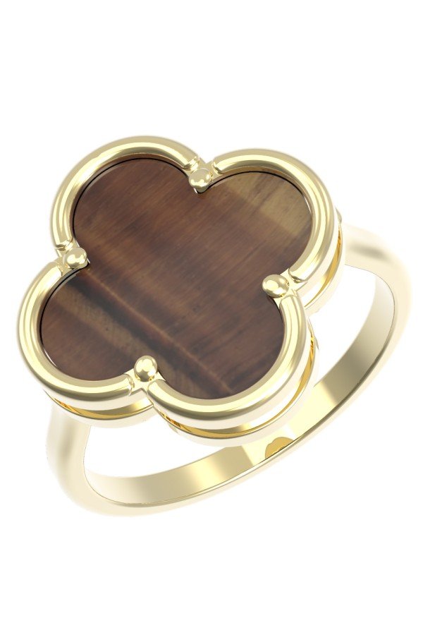 Кольцо из лимонного золота c тигровым глазом