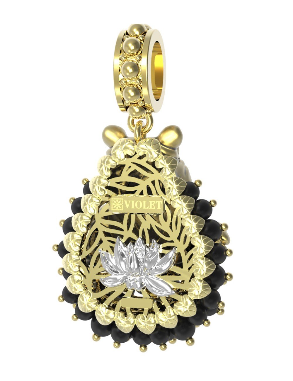 Подвеска из лимонного золота c эмалью и ониксом