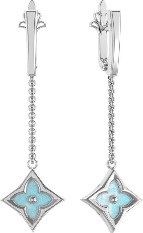 Серьги из белого золота c бирюзой