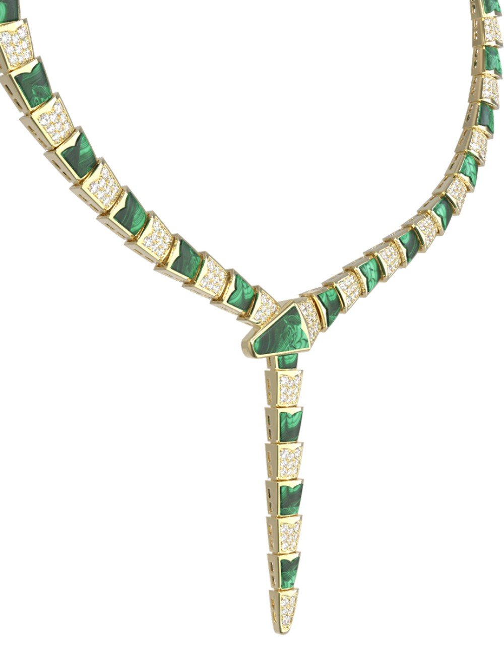 Колье из лимонного золота c бриллиантами и малахитом