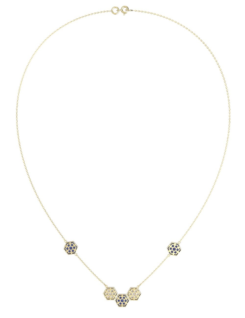 Колье из лимонного золота c лазуритом и перламутром