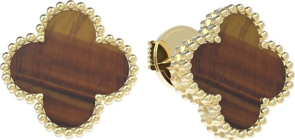 Серьги из лимонного золота c тигровым глазом