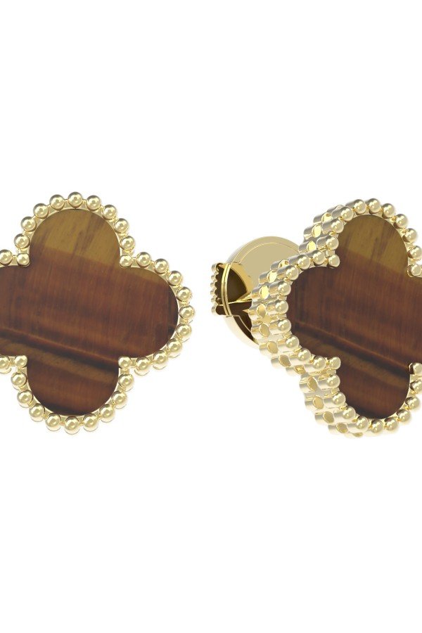 Серьги из лимонного золота c тигровым глазом