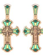 Крест из золота c эмалью и хризопразом
