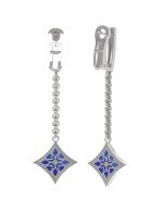 Серьги из белого золота c бриллиантами и лазуритом