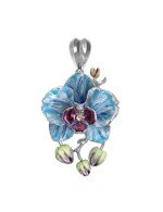 Подвеска из белого золота c эмалью