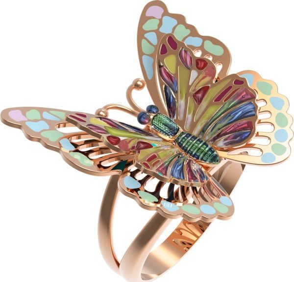 Кольцо из золота c эмалью