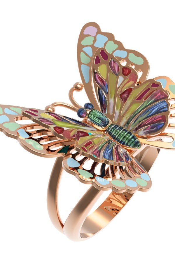 Кольцо из золота c эмалью