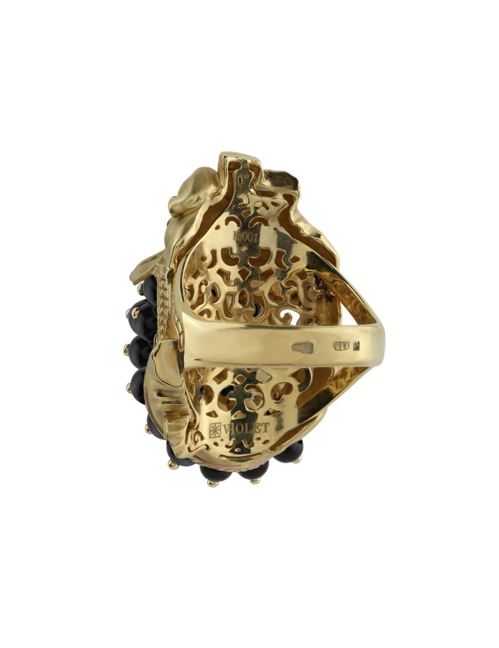 Кольцо из лимонного золота c эмалью и ониксом