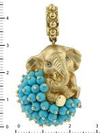 Подвеска из лимонного золота c эмалью и бирюзой