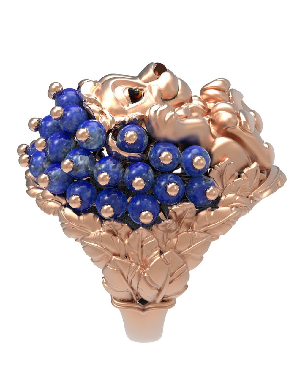 Кольцо из золота c эмалью и лазуритом