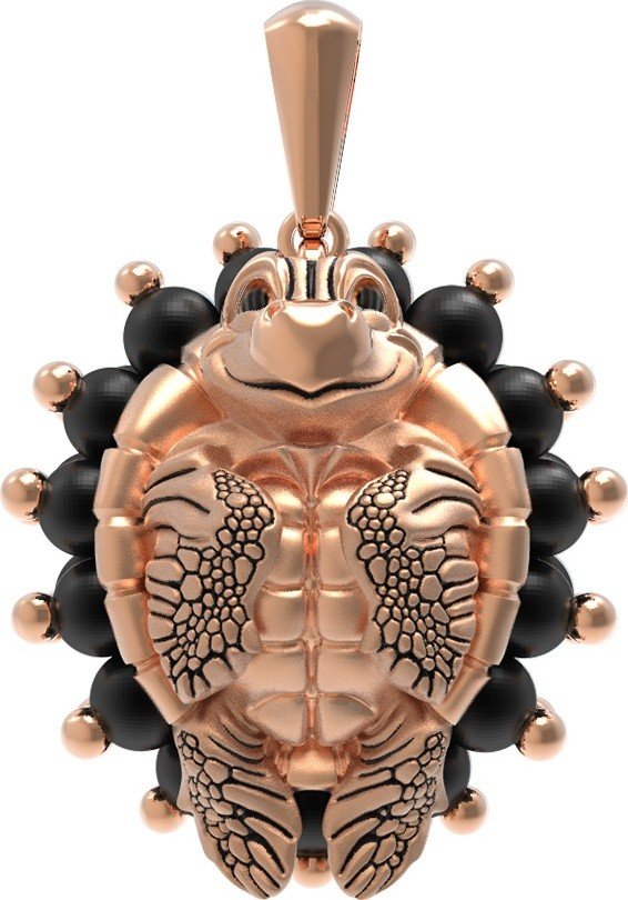 Подвеска из золота c эмалью и ониксом