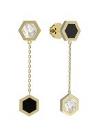 Серьги из лимонного золота c ониксом и перламутром