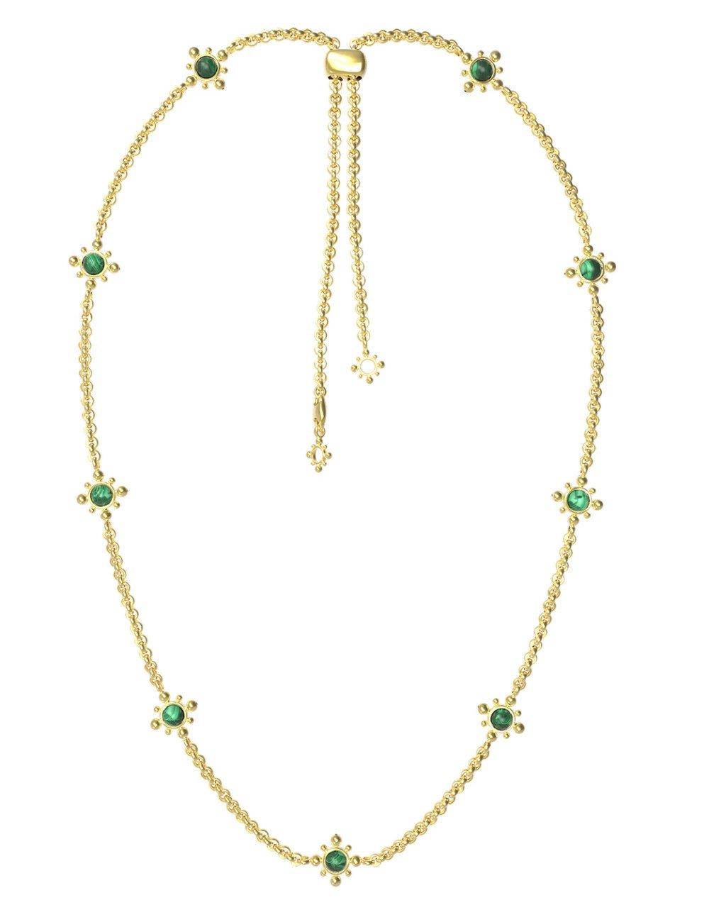 Колье из лимонного золота c малахитом