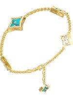 Браслет из лимонного золота c бирюзой и перламутром