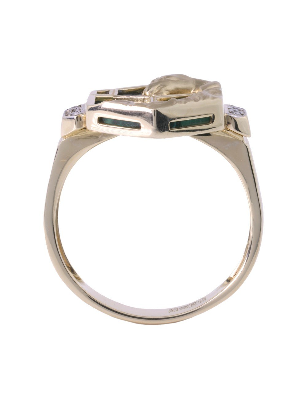 Кольцо из лимонного золота c бриллиантами и малахитом