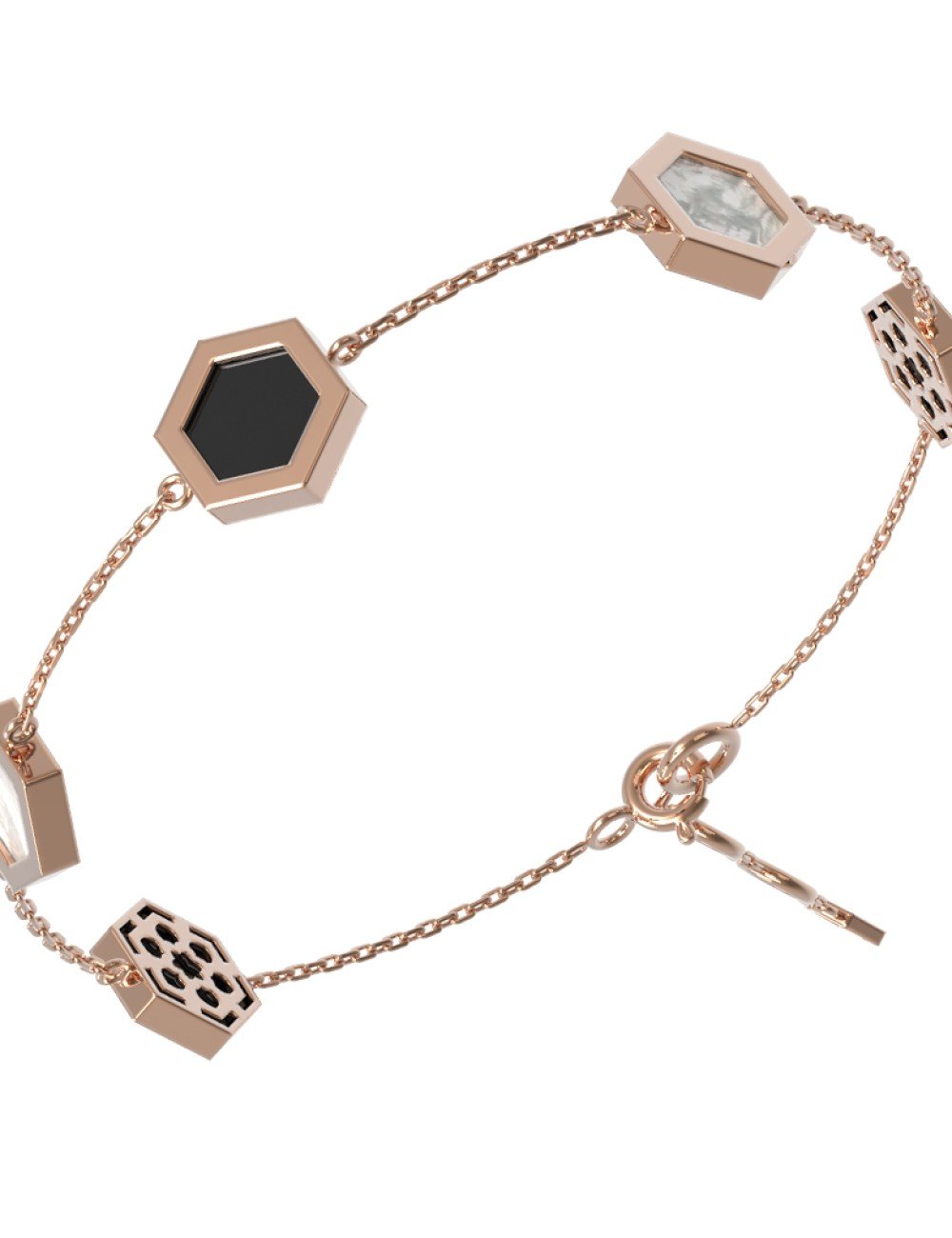 Браслет из золота c ониксом и перламутром