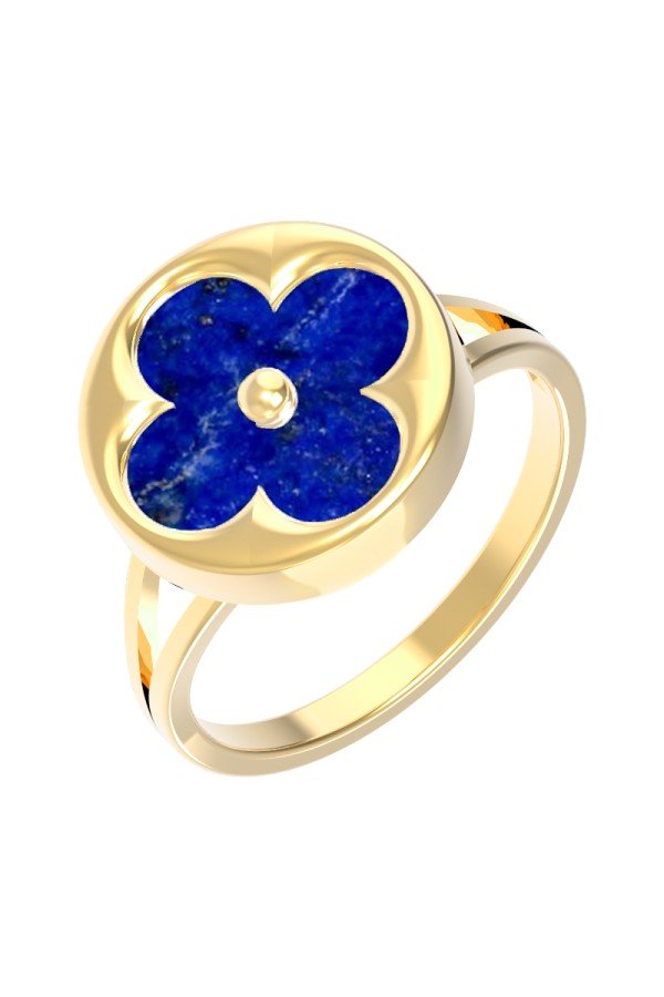 Кольцо из лимонного золота c лазуритом