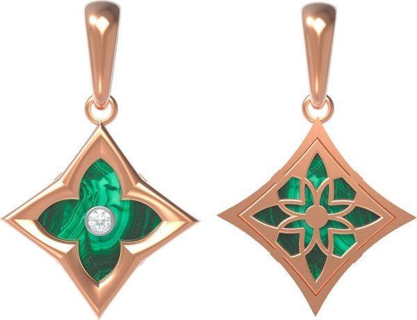 Подвеска из золота c бриллиантами и малахитом