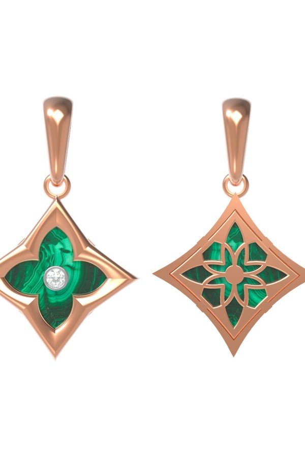 Подвеска из золота c бриллиантами и малахитом