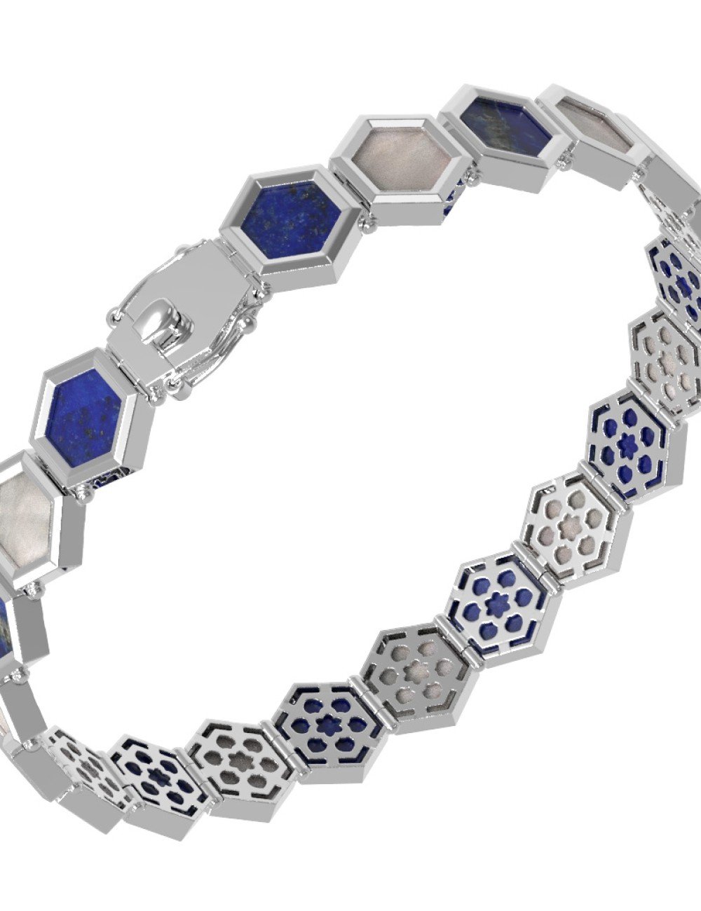 Браслет из белого золота c лазуритом и перламутром