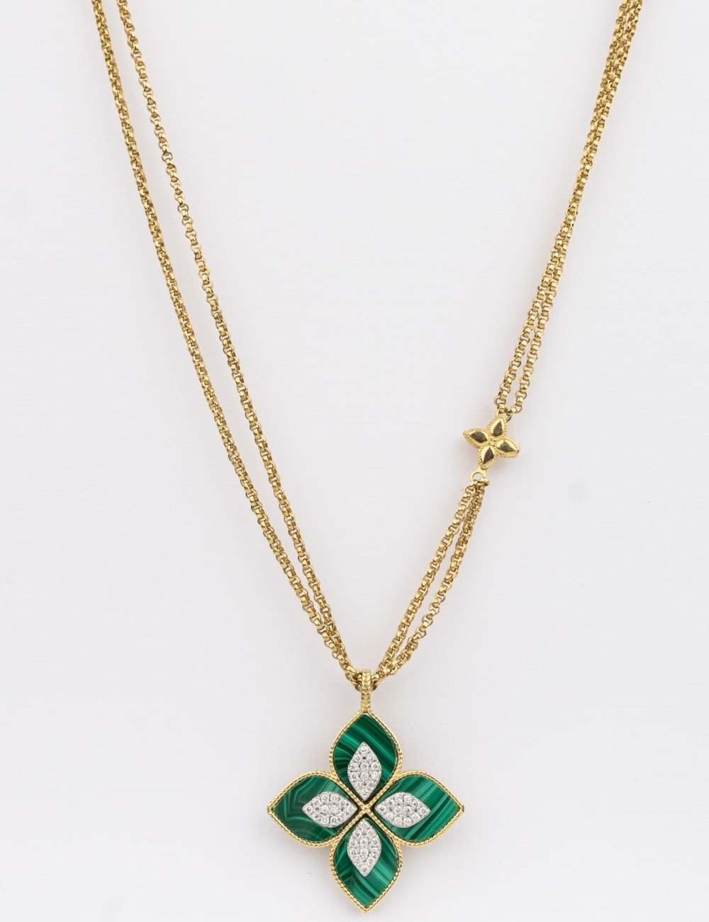 Колье из лимонного золота c бриллиантами и малахитом