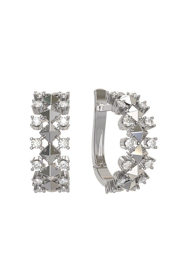 Серьги из белого золота c бриллиантами